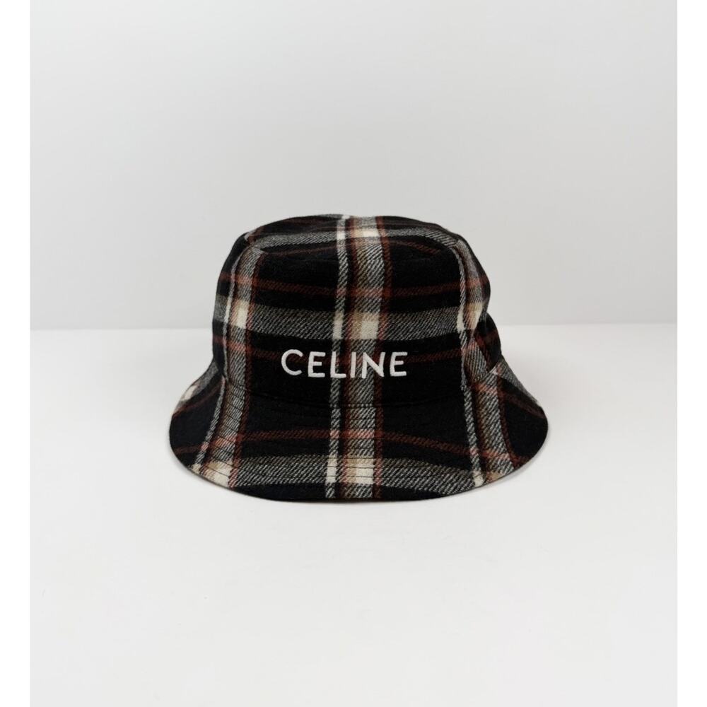 Celine Wool Plaid Bucket Hat Size M